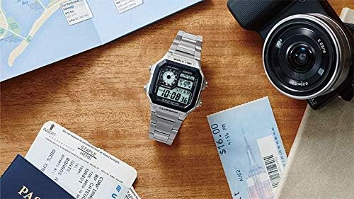 Casio AE1200WH Series | Men’s Digital Watch | 100M WR | Multi Alarms | 100 SEC Stopwatch | Countdown Timer | World Map for World Time | LED Light |...