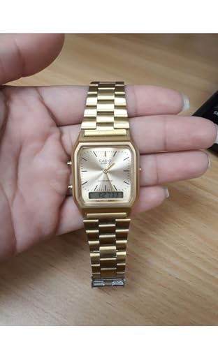 Casio AQ230GA-9D Men's Analog Digital Dual Time Gold Tone Metal Band Watch Casio AQ230GA-9D Men's Analog Digital Dual Time Gold Tone Metal Band Watch