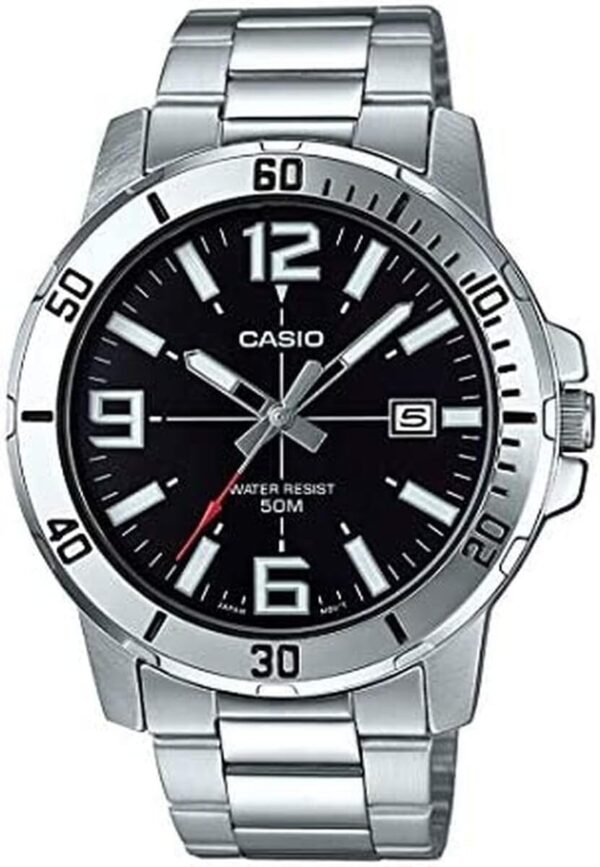 Casio MTP-VD01D-1BV Men's Enticer Stainless Steel Black Dial Casual Analog Sporty Watch, Silver, 48×42×10.7mm, Quartz Movement Casio MTP-VD01D-1BV Men's Enticer Stainless Steel Black Dial Casual Analog Sporty Watch, Silver, 48×42×10.7mm, Quartz Movement