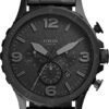 Fossil Men's Nate Quartz Watch, Oversized Stainless Steel Chronograph Watch for Men