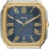 Fossil Men's Watch, Crosby Three-Hand Date Stainless Steel Watch for Men