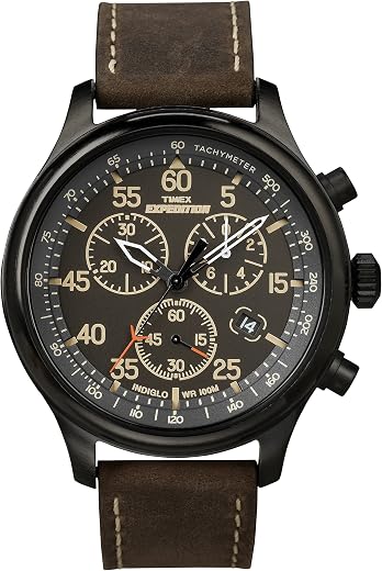 Timex Expedition Field Chronograph 43mm Men’s Analog Watch | INDIGLO Backlight | Durable Comfortable Adjustable Strap | Rugged Outdoor Watch | 100M...