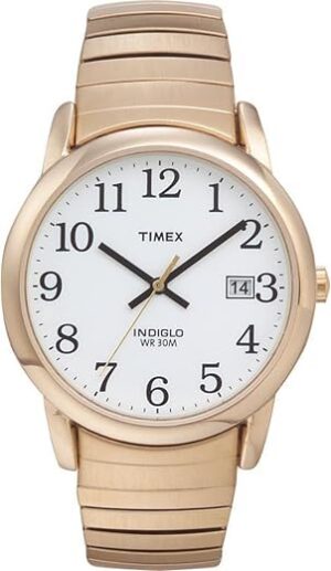Timex Men's Easy Reader 35mm Watch - Gold-Tone Expansion Band White Dial Gold Tone Case Timex Men's Easy Reader 35mm Watch - Gold-Tone Expansion Band White Dial Gold Tone Case