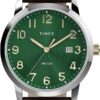 Timex Men's Main Street 38mm Watch - Brown Strap Green Dial Silver-Tone Case Timex Men's Main Street 38mm Watch - Brown Strap Green Dial Silver-Tone Case